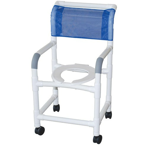 "Multi-Purpose Chair with Designer Mesh Back, Drop Arms, Commode Opening - Dark Blue"