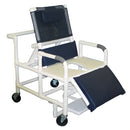 MJM Bariatric Reclining PVC Shower Chair with Elevated Leg Rest, 3-Inch Casters, and 400 lb Weight Capacity for Safe Bathing. Moovkart
