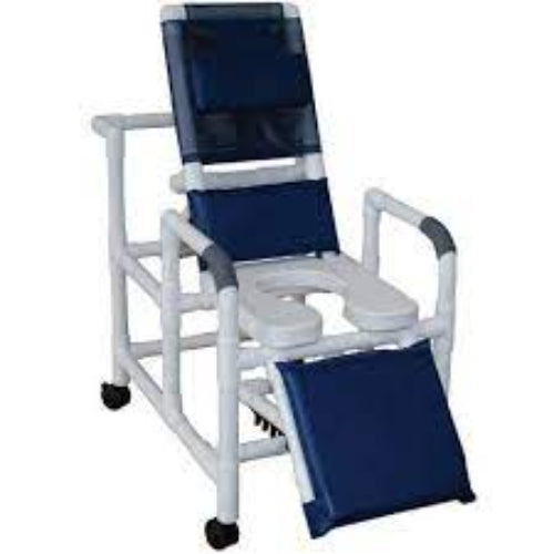 Reclining Shower Chair with Dlx Elongated Commode Seat PVC