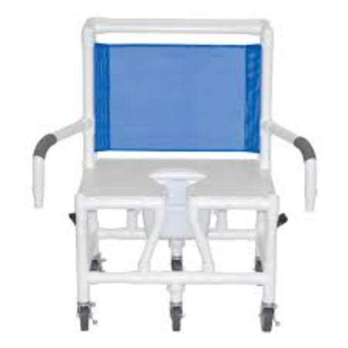 Shower Chair 18 W with Soft Seat Elongated DropArm Square Pail