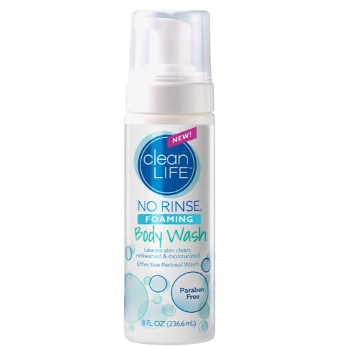 No Rinse Foaming Body Wash 8 oz pump for waterless skin cleansing, Moovkart