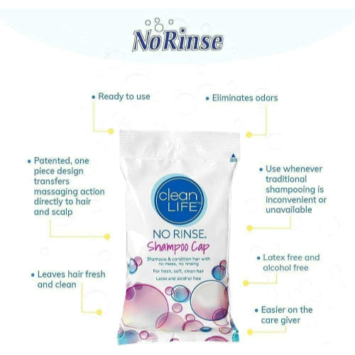 No Rinse Shampoo Cap, Waterless Hair Cleanser for Hospitals and Home Care Use