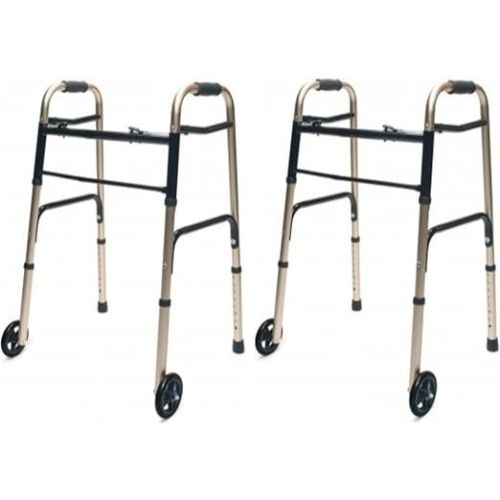 Walker Adult with 5 Wheels Folding Gold Case of 2