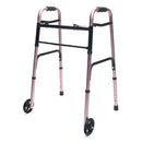 Graham-Field Folding Walker for Adults, Pink, with 5 Inches Wheels – Lightweight, Durable, and Adjustable Mobility Aid, Moovkart.
