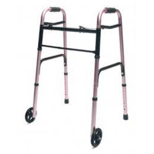 Walker Adult with 5 Wheels Folding Pink Case of 2