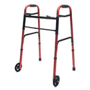 Graham-Field Folding Walker for Adults, Red, with 5 Inches Wheels – Lightweight, Durable, and Adjustable Mobility Aid, Moovkart.
