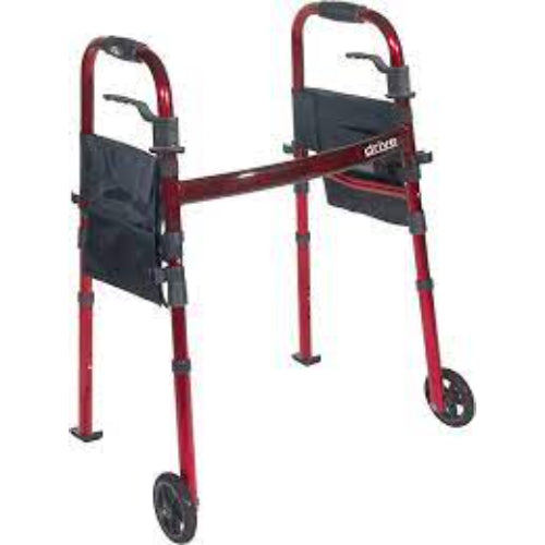 Walker Adult with 5 Wheels Folding Red Case of 2