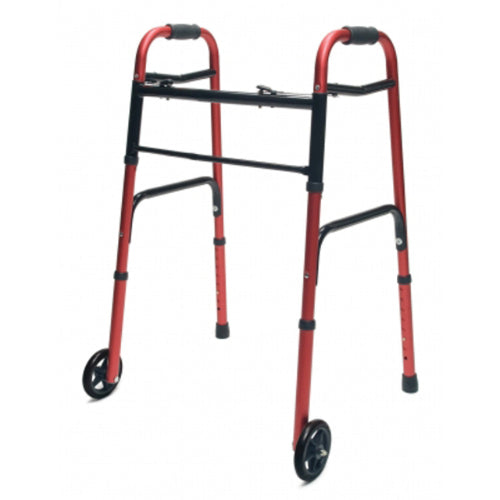 Walker Adult with 5 Wheels Folding Red Case of 2