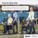 Drive Medical Duet Rollator/Transport Chair, Blue