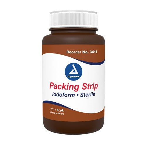 Dynarex gauze packing strip in dispensing bottle, antimicrobial and tear‑resistant, Moovkart