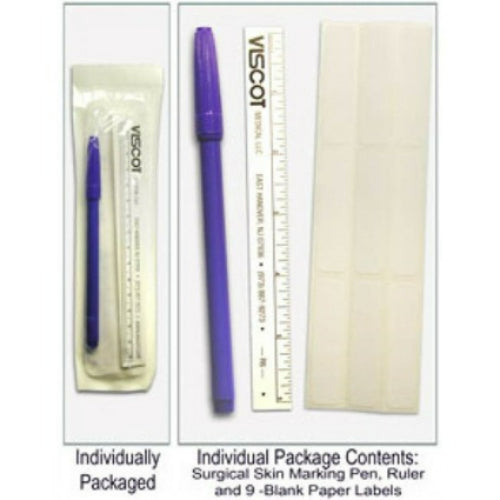 Covidien Skin Marking Pen with 9 Labels and 6 Inches Flexible Ruler, Sterile