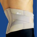 Thermoskin Lumbar Support, beige back brace, elastic straps, heat therapy for for back pain relief, Moovkart.