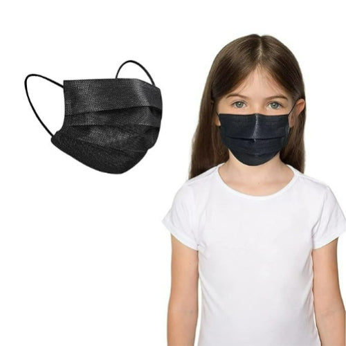 Lamy 3-Ply Face Masks with Ear Loops, Black, Box of 50