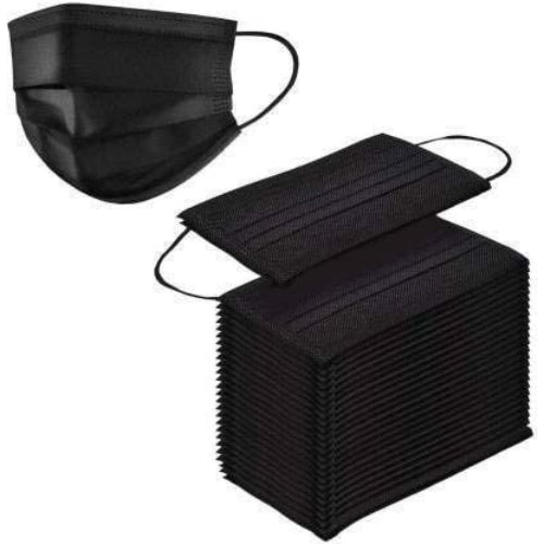 Lamy 3-Ply Face Masks with Ear Loops, Black, Box of 50