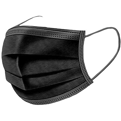 Lamy 3-Ply Face Masks with Ear Loops, Black, Box of 50