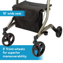 Carex Crosstour Rolling Walker Rollator, Height Adjustable, 8 Inches Wheels