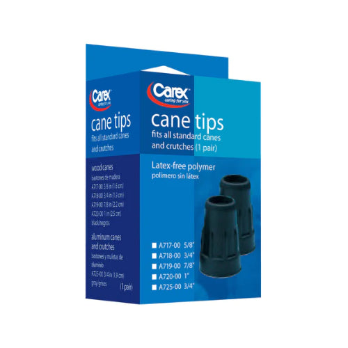 Carex Cane Tips – Durable, Slip-Resistant Replacement Tips, Black, Case of 6 Pairs, Moovkart