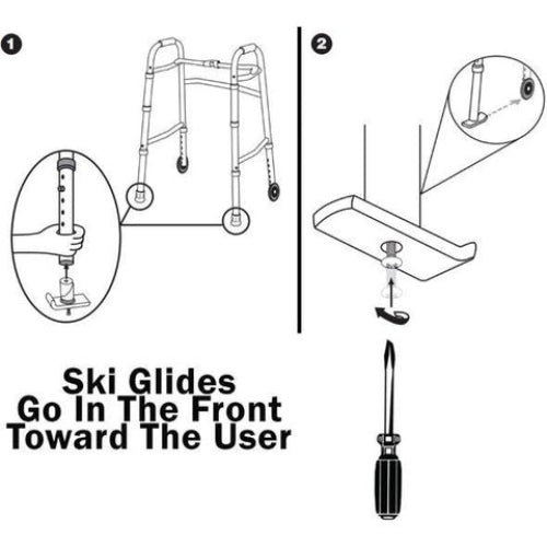 Carex Walker Ski Glides, Pair for 1-1/8 Inches Tubing