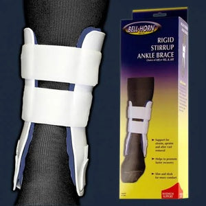 Bell-Horn Rigid Stirrup Ankle Brace, Small, 8.5 Inches, Adjustable Heel Strap for Ankle Support