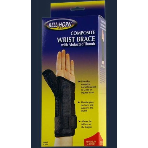Bell-Horn Composite Wrist Brace with Abducted Thumb, Right – Support and immobilization for injured wrists, breathable material, Moovkart