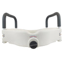 Padded armrest on Blue Jay Raised Toilet Seat for balance when sitting on toilet, Moovkart