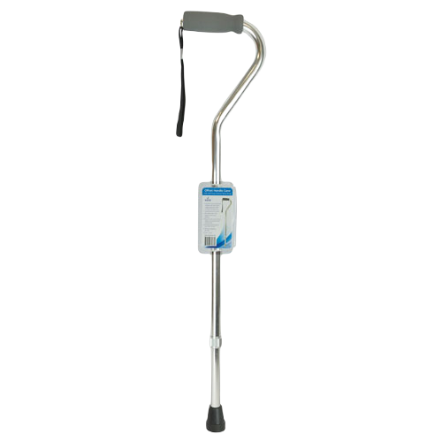 Blue Jay Cane Soft Foam Offset Handle Silver with Strap