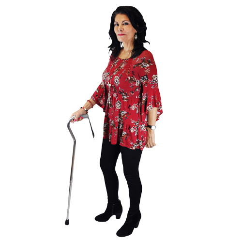Blue Jay Cane Soft Foam Offset Handle with Strap, Silver