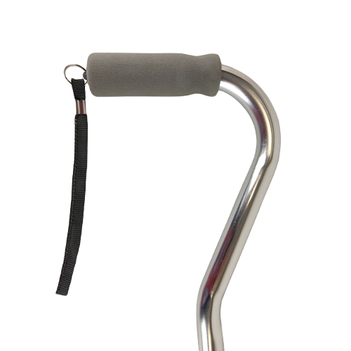 Blue Jay Cane Soft Foam Offset Handle with Strap, Silver