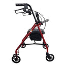 Blue Jay Roll With Me Folding Aluminum Rollator, Red with Seat, lightweight mobility walker