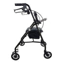 Blue Jay Roll With Me Folding Aluminum Rollator, Black with Seat ergonomic walking support. Moovkart