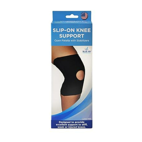 Blue Jay Slip-On Knee Support Open Patella with Stabilizers, Large