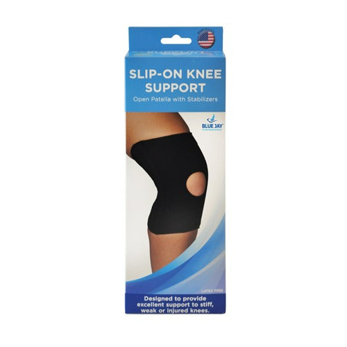 Blue Jay Slip-On Knee Support Open Patella with Stabilizers, Small