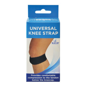 Blue Jay Universal Knee Strap with Adjustable Hook Closure for Patella Support and Relief, Black