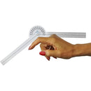 Transparent Blue Jay goniometer showing 5° increments for therapy assessments