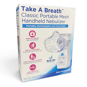 Blue Jay Take A Breath Classic Portable Mesh Handheld Nebulizer, Cordless Rechargeable Hover