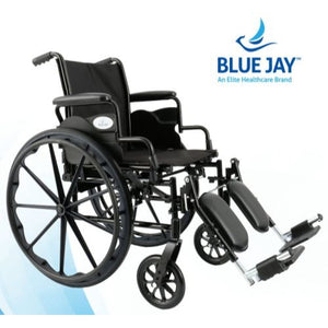Blue Jay Roll With Me K3 Wheelchair with Detachable Desk Arms and Elevating Leg Rests, 18 Inches, Black