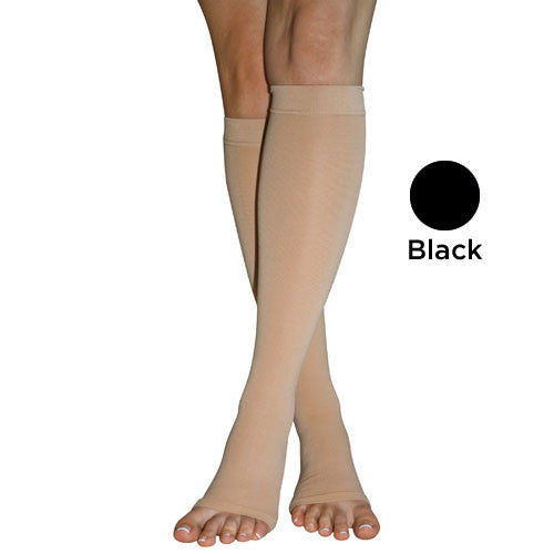 Firm Surgical Weight Stockings 3Xlg 20-30mmHg Below Knee Open Toe Black