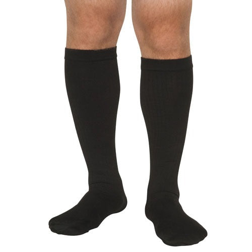 Blue Jay Men's Mild Support Socks, 10-15 mmHg Compression, Nylon Spandex Blend, Black Small/Medium