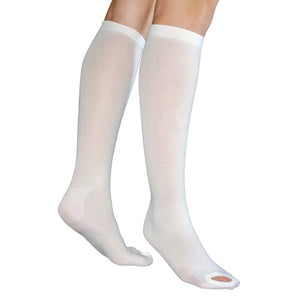 Blue Jay Anti-Embolism 15-20 mmHg Compression Stockings, Below Knee, Inspection Toe, White