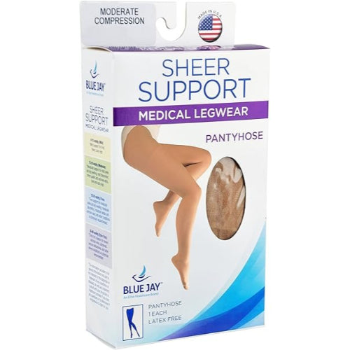 Blue Jay Ladies' Sheer Moderate Tall 15-20 mmHg Panty Hose, Beige