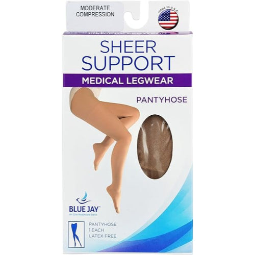 Blue Jay Ladies' Sheer Moderate Tall 15-20 mmHg Panty Hose, Beige