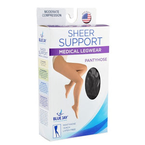 Blue Jay Ladies Sheer Firm Support Pantyhose, Black, 20-30 mmHg Hover