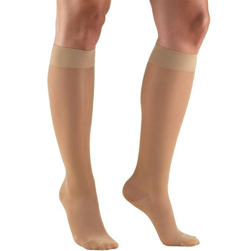 Blue Jay Ladie's Sheer Mild Support 15-20 mmHg Knee High Stockings, Closed Toe, Beige, X-Large