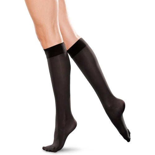 Blue Jay Ladies Sheer Mild Support Knee-Highs, Closed-Toe, Black, X-Large, Soft Compression for Circulation, Comfortable Everyday Wear. Moovkart