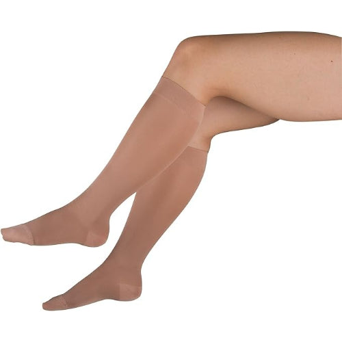 Blue Jay Ladies Sheer Firm Support Knee High, 20-30 mmHg Compression, Beige, Large