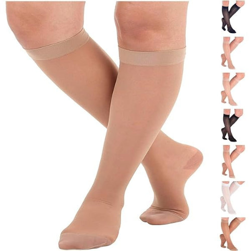 Blue Jay Ladies Sheer Firm Support 20-30 mmHg, Knee-High, Medium, Beige