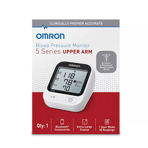 Omron 5 Series Wireless BP Monitor with wide-range cuff for accurate home readings, Moovkart