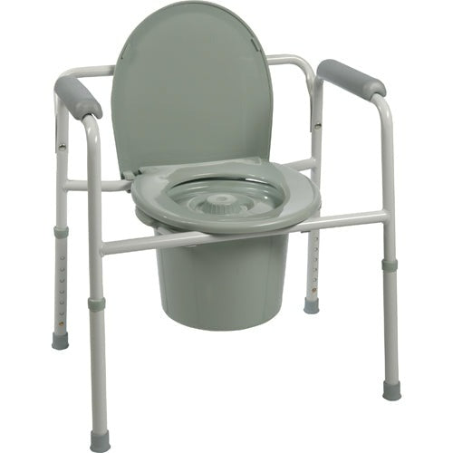 ProBasics 3-in-1 Steel Commode Chair – Adjustable Height, Durable Frame, Plastic Armrests for Comfort & Stability, Moovkart.