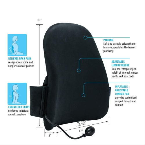 ObusForme CustomAIR Backrest with Adjustable Lumbar Support for Ergonomic Posture and Spinal Alignment