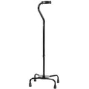 ProBasics Quad Cane Large Base Black with ergonomic contoured handle for enhanced stability and balance support, Moovkart